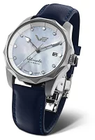 Montre femme bicolore or/argent avec bracelet en cuir -...