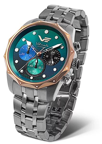 Montre pour femme bicolore or/argent avec bracelet en acier inoxydable - Modèle Vostok Europe: JS20-125E752B