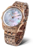 Montre pour femme en or rose avec bracelet en acier...