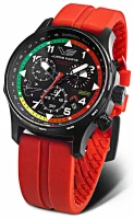 Montre homme noire avec bracelet en silicone rouge -...