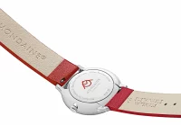 Montre pour femme rouge avec bracelet en cuir végétalien en raisin - Modèle Mondaine : MLE.33110.LCV.