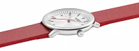 Montre pour femme rouge avec bracelet en cuir végétalien en raisin - Modèle Mondaine : MLE.33110.LCV.
