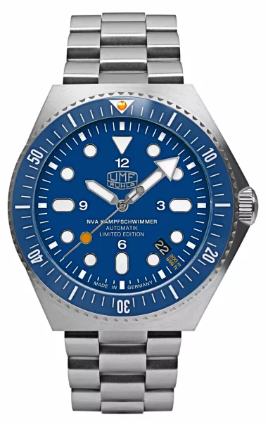 Montre pour hommes bleue avec bracelet en acier inoxydable - Modèle UMF Ruhla: UMF-1928M-3