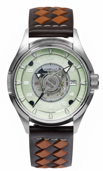 Montre pour homme vert avec bracelet en cuir - Modèle Colani: 1372-4