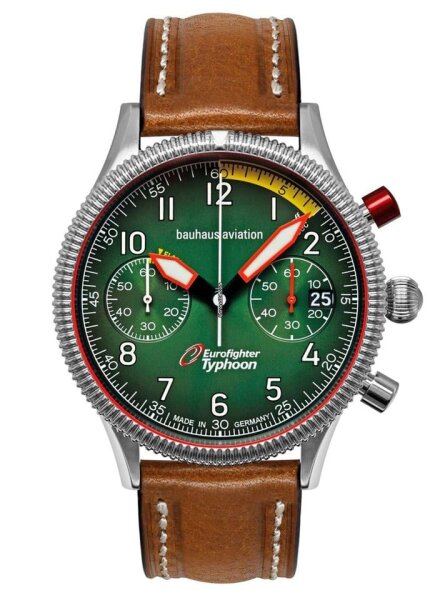 Montre pour homme verte avec bracelet en cuir - Modèle Bauhaus : 25764