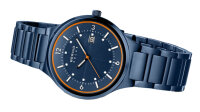 Montre pour hommes en acier inoxydable avec fonction solaire et cadran bleu foncé, modèle Bering : 14442-979.