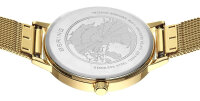 Montre pour femme en acier inoxydable de couleur or avec bracelet en maille milanaise, modèle Bering : 13434-332