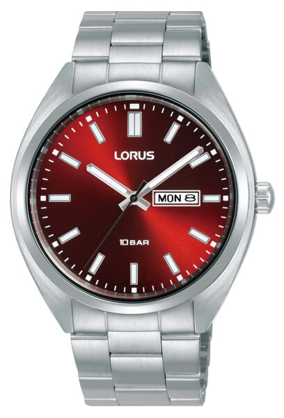 Montre pour homme en acier inoxydable avec cadran rouge Sunray, modèle Lorus: RH369AX-9