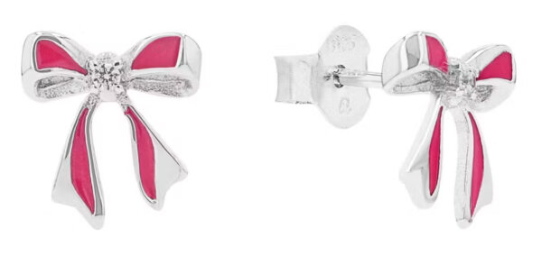 Ohrstecker aus 925 Sterlingsilber, rhodiniert mit Schleife-Motiv und Zirkonia, Prinzessin Lillifee Modell: 2040628