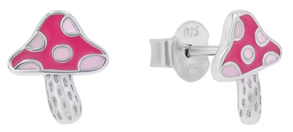 Ohrstecker aus 925 Sterlingsilber, rhodiniert und emailliert mit Pilz-Motiv, Prinzessin Lillifee Modell: 2040630