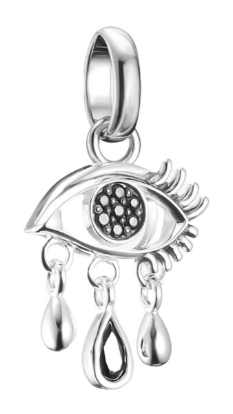 Charm-Anhänger für geschwärztem 925er Sterlingsilber mit schwarzer Träne und Zirkonia aus der Wednesday Kollektion, Thomas Sabo Modell: CC1319-643-11