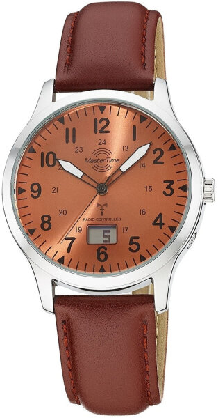 Master Time Herren-Funkuhr Super Power Aviation Lederarmband Braun