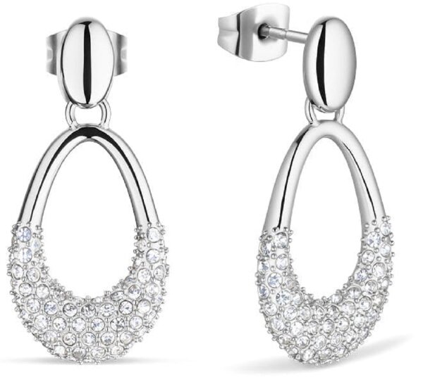 Arctic Pavé Ohrringe 757-17-05: Elegante silberne Tropfen mit funkelnden Kristallen - BERING Modell: 757-17-05