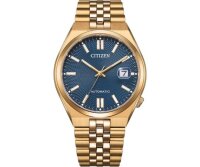 Herrenuhr, Automatik aus Edelstahl Roségold - Blaues Zifferblatt - Citizen Modell: NK0023-57L