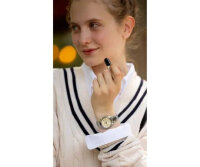 Damen Automatikuhr mit goldenem Zifferblatt und...