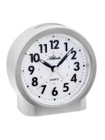 Atlanta Geräuschloser Quarz-Tischwecker mit Snooze, Leuchtzeiger, Hellgrau/Silberfarben - Atlanta  Modell: 2173/X