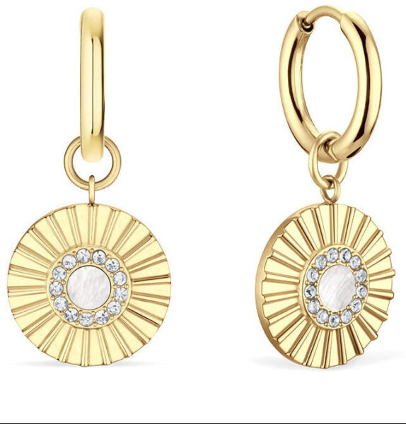 Ohrringe, gold glänzend mit Arktisblumen-Motiv - BERING Modell: 765-259-05