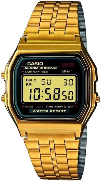 Unisex Retro Digitaluhr aus Edelstahl Gold Schwarz - Casio Modell: A159WGEA-1EF