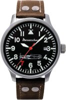 Herrenuhr, Fliegeruhr aus Edelstahl - Schwarzes...