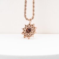 Suncatcher Halskette aus Walnussholz und Roségold - Holzkern Modell: 9010631025298