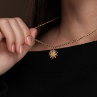 Halskette aus Edelstahl - Sonnenblume - Holzkern Modell: 9010631025281