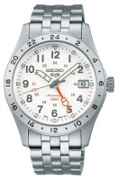 Herrenuhr, Automatikuhr GMT aus Edelstahl - Weißes Zifferblatt - Seiko Modell: SSK059K1