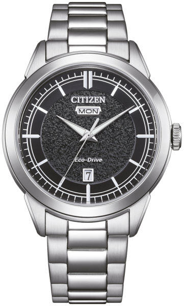Herrenuhr, Eco-Drive aus Edelstahl - Schwarzes Zifferblatt - Citizen Modell: AW0151-85EC