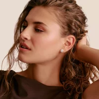 Ohrstecker Oval mit Zirkoniasteinen Silber